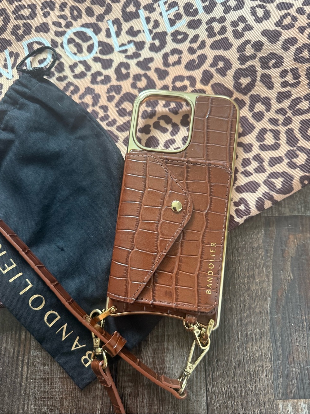 Bandolier Brown Croc IPhone 16 Pro Max Case - Picture 2 of 3